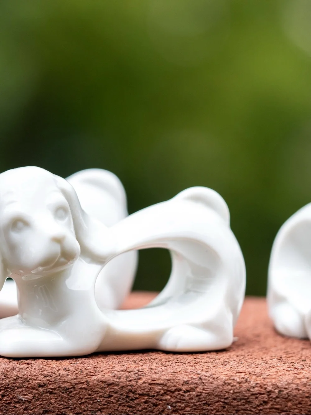 Vintage Japan White Porcelain Animal Napkin Rings Set of 8